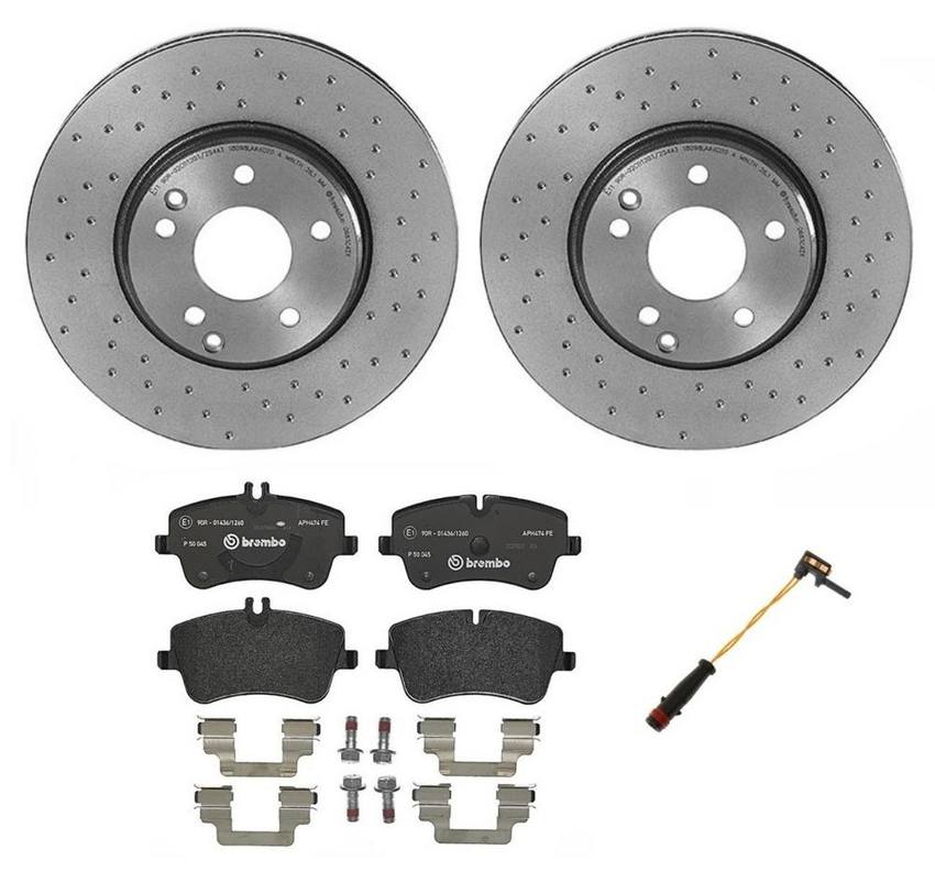 Mercedes Brakes Kit - Brembo Pads and Rotors Front (300mm) (Xtra) (Low-Met) 203421051264 - Brembo 1564092KIT